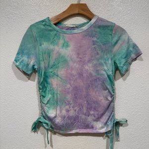 kids forever rose blue & purple tie dye short sleeve t shirt top